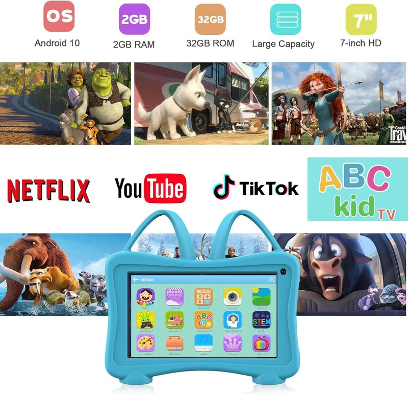 Trayoo Kids Tablet 7 Toddler Children's Learning Tablet with WiFi, YouTube, Parental Control, Durable Case Education Learning Apps for Boys Girls (Blue) - Image 2